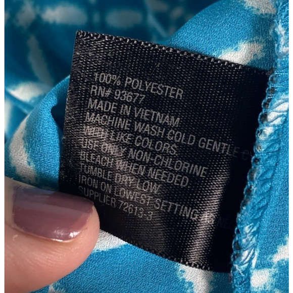 Worthington 3X Tunic Top Tank Blue White Layered Chiffon Coastal Beachy Preppy - Picture 7 of 9